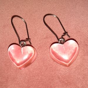 Pink Heart Candy Hearts Charm Earrings 80s Retro Chunky Charms Stainless Steel
